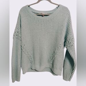WOMEN'S LONG SLEEVE MINT GREEN CABLE-KNIT SWEATER SIZE XXL